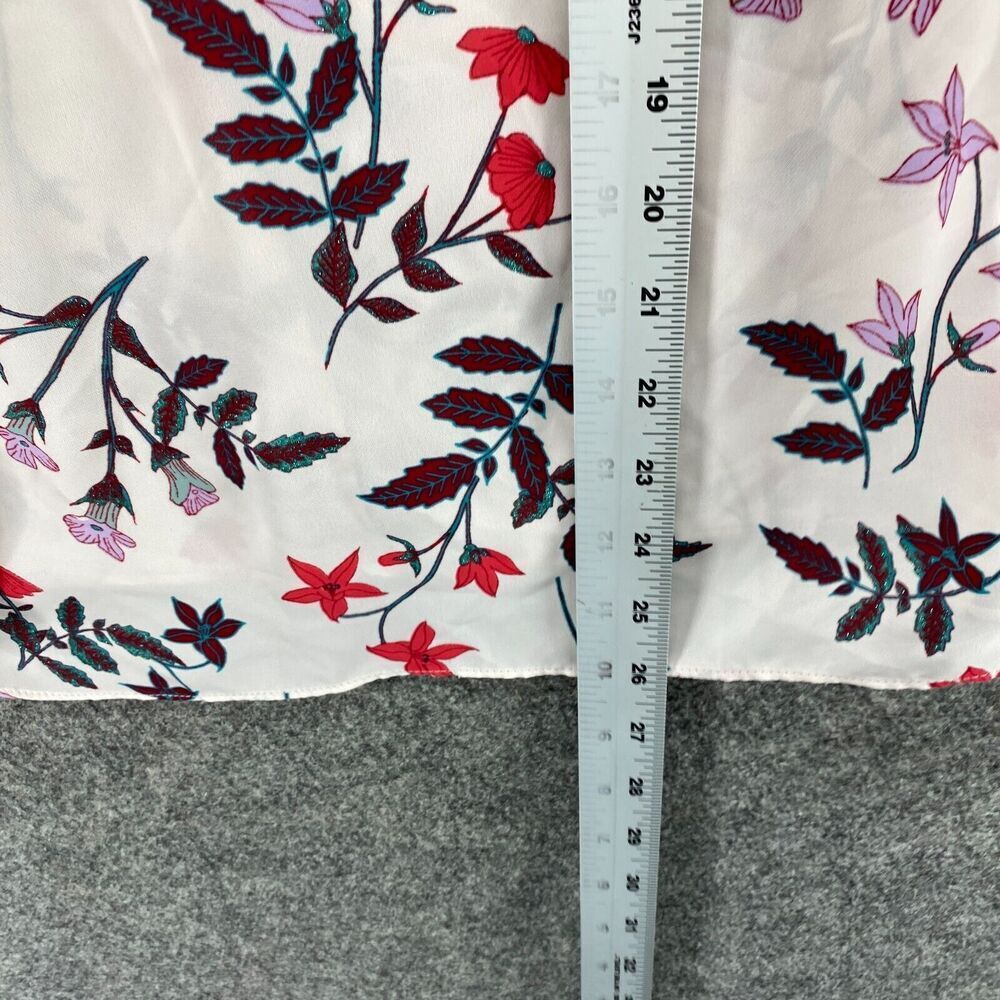 LC Lauren Conrad Blouse Women S Small White Floral Long Sleeve Round Neck Sheer - Picture 8 of 9